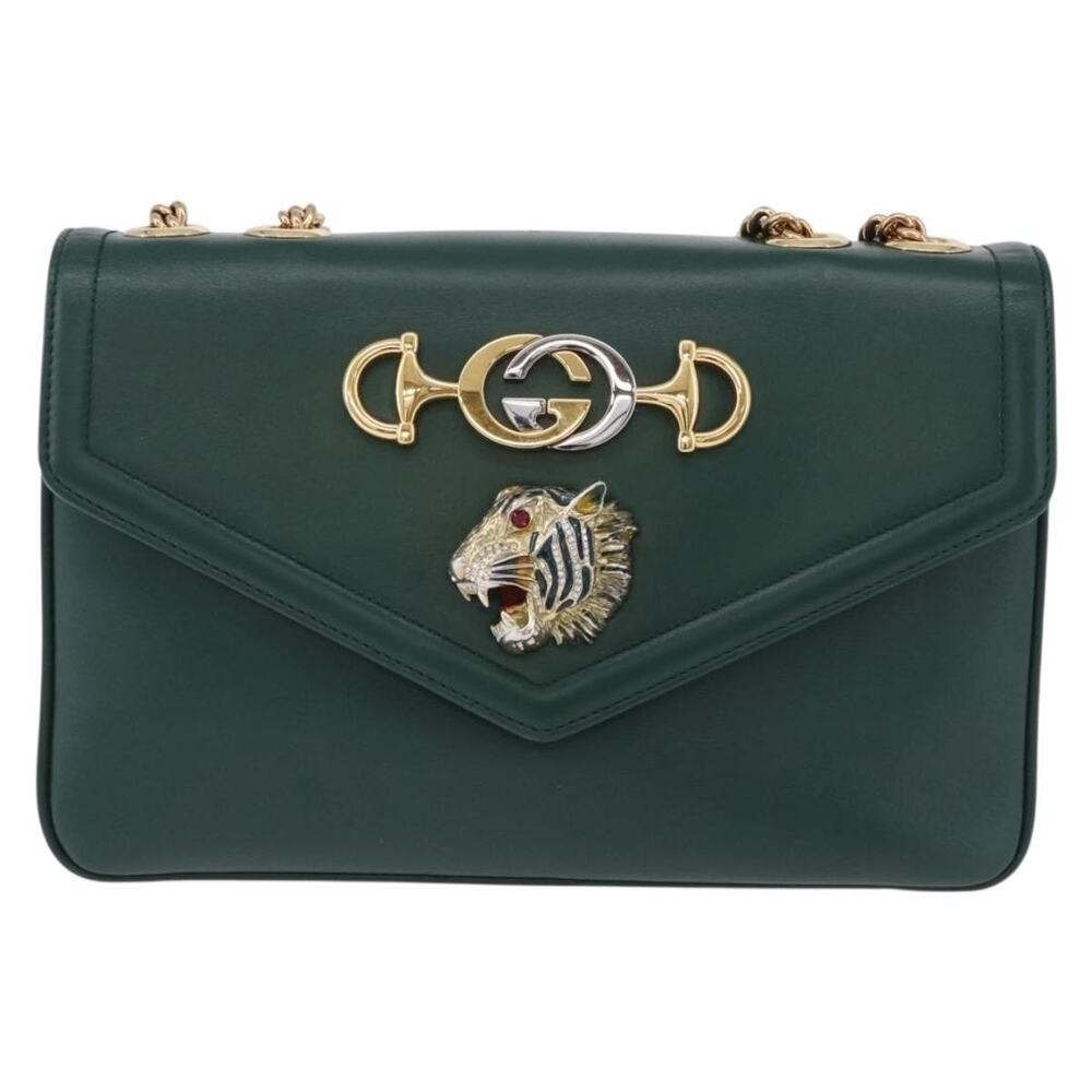 Gucci Leather Rajah Chain Shoulder Bag Green